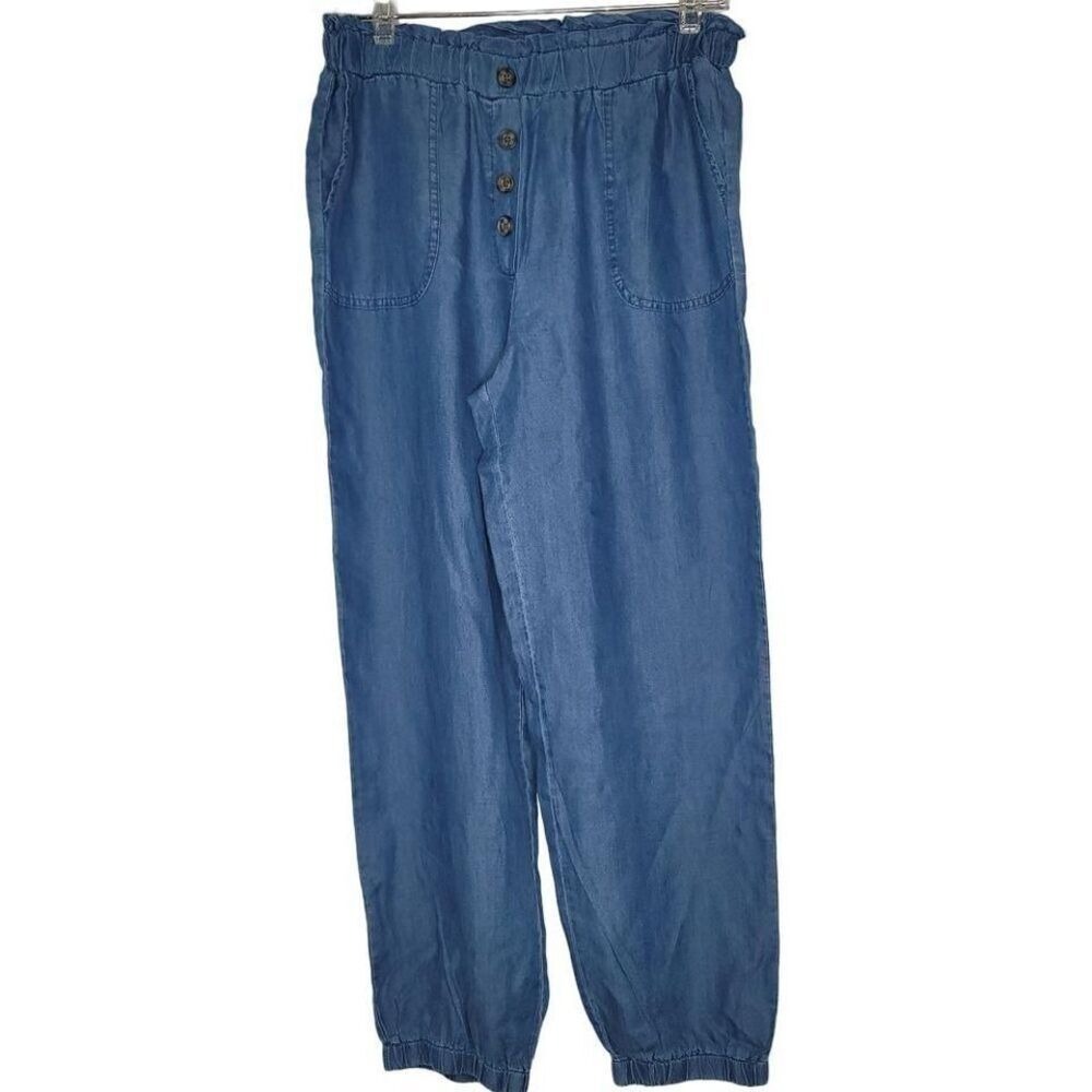 Love University XL Chambray Jogger Pants Summmer Coastal Grandma Beach Casual‎